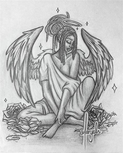 Fallen Angel Pencil Drawing