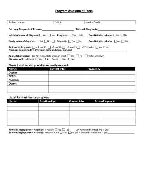 Client Program Assessment Form template (MS Word)