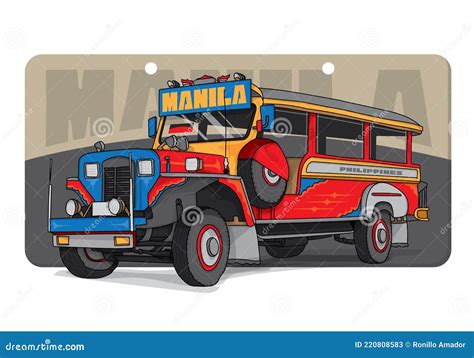 Philippine Manila Icons Jeepney Transportation Cartoon Vector | CartoonDealer.com #220808583