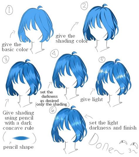 hair shading tutorial (By: Fauziah_Zia)／Zshikune | Anime hair color, Anime drawings tutorials ...