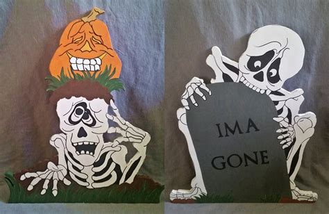 Spooky Skeletons Wooden Halloween Yard Signs | Etsy