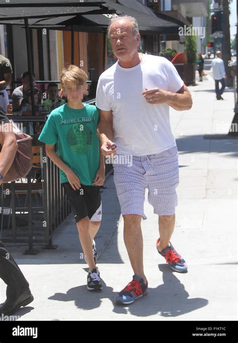 Kelsey Grammer takes his kids Mason and Jude Grammer to lunch at Le Pain Quotidien Featuring ...