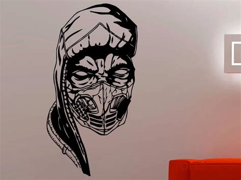 Scorpion Face Wall Decal Mortal Kombat Vinyl Sticker Home Interior ...