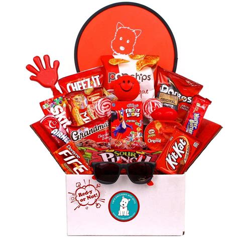 - Red-y Or Not is the red themed college care package filled full of red packaged snacks and ...