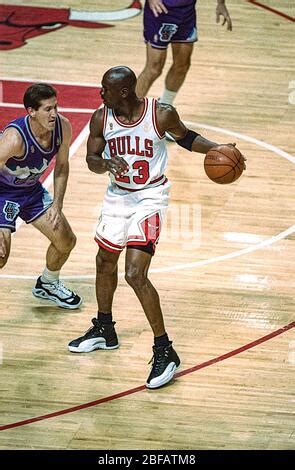 Michael Jordan competing against the Utah Jazz during the 1997 NBA ...