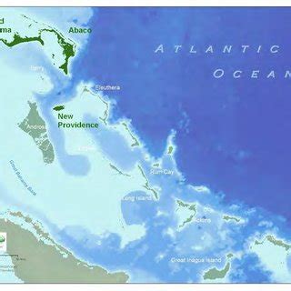 Map showing locations of coral reefs in The Bahamas. | Download ...