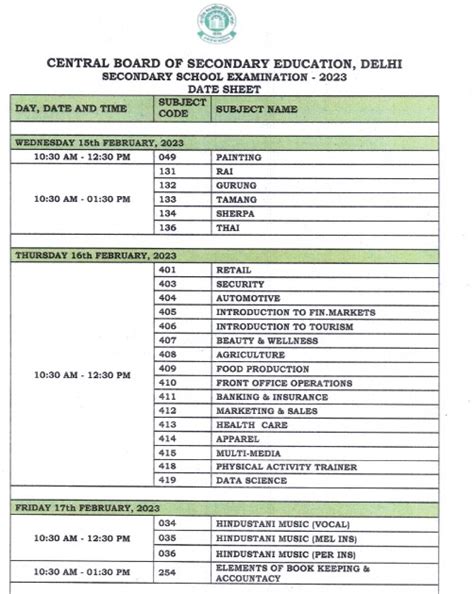 CBSE Board 10th Date Sheet 2024 PDF डाउनलोड करें Class X CBSE 10th Exam Date 2024/Time Table का