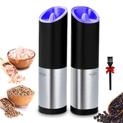 Buy Electric Salt and Pepper Grinder Mill Set with Safety & Gravity ...