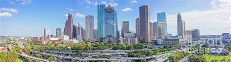 Houston Skyline Day Pano 2 -Houston Panorama Color Canvas Print ...