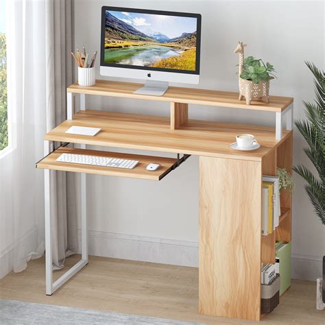 Latitude Run® Computer Desk, Office Desk with Keyboard Tray and Storage ...