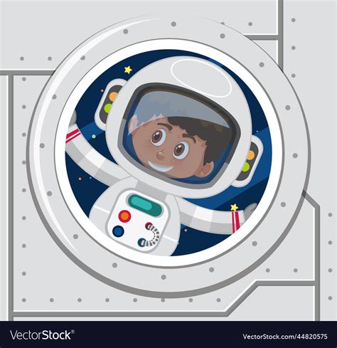 Spaceship window with astronaut Royalty Free Vector Image