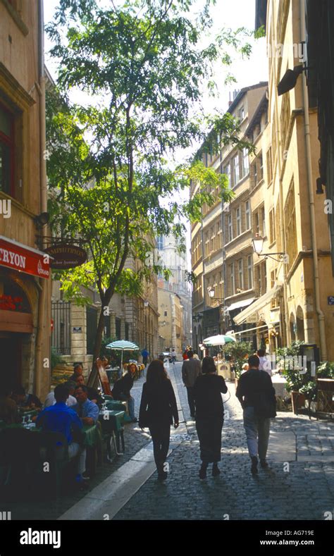 street scene Vieux Lyon old town Lyon France Stock Photo - Alamy