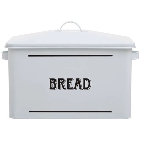 13L White Metal Bread Bin