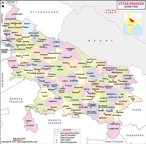 Uttar Pradesh District Map, List of Districts in Uttar Pradesh