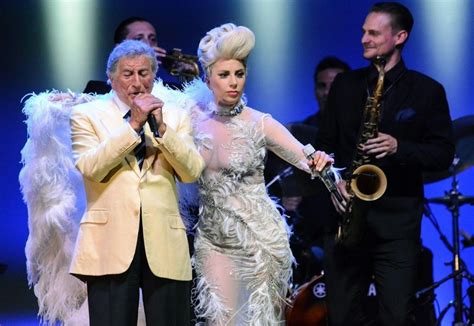 Tony Bennett, left, and Lady Gaga perform during a concert at the Umbria Jazz Festival in ...