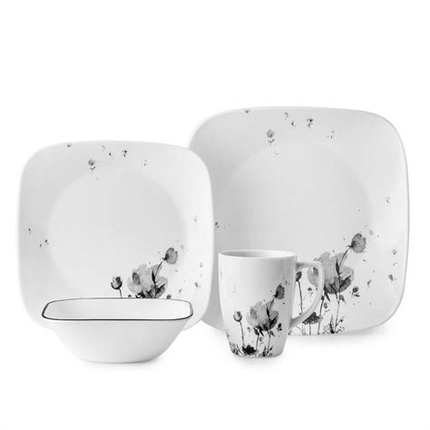 Corelle Square 16-Piece Fleurs De Soir Dinnerware Set-1131399 - The Home Depot