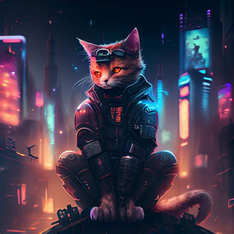 Cyberpunk Cat Ai-generated Art Cyberpunk Theme - Etsy UK