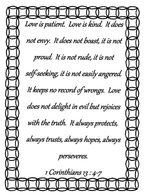 Love is patient...1 Corinthians 13: 4-7 Bible verse coloring page by ...