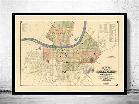 Old map of Nashville Tennessee 1877 Vintage Map - VINTAGE MAPS AND PRINTS