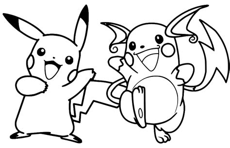 Pikachu with Raichu Coloring Page - Free Printable Coloring Pages