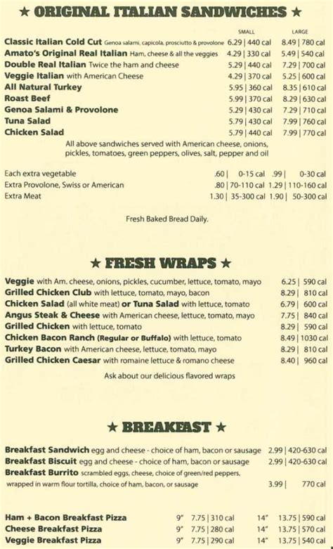 Amato's Menu, Waterville, ME