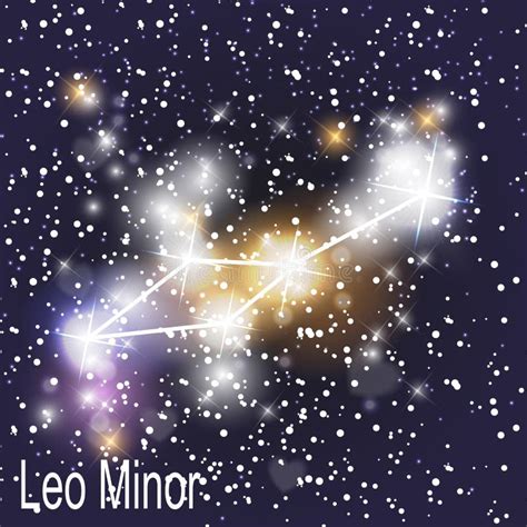 Leo Minor Constellation with Beautiful Bright Stars on the Background of Cosmic Sky Vector ...