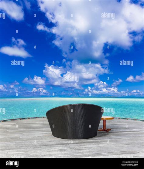 Beautiful beach terrace in the Maldives Stock Photo - Alamy