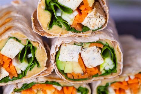 Healthy Vegan Tofu Tortilla Wraps with Tofu and Vegetables Stock Image ...