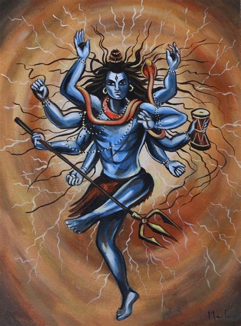 Shiva Tandav Dancing Shiva Original Acrylic Painting in Canvas Genuine ...