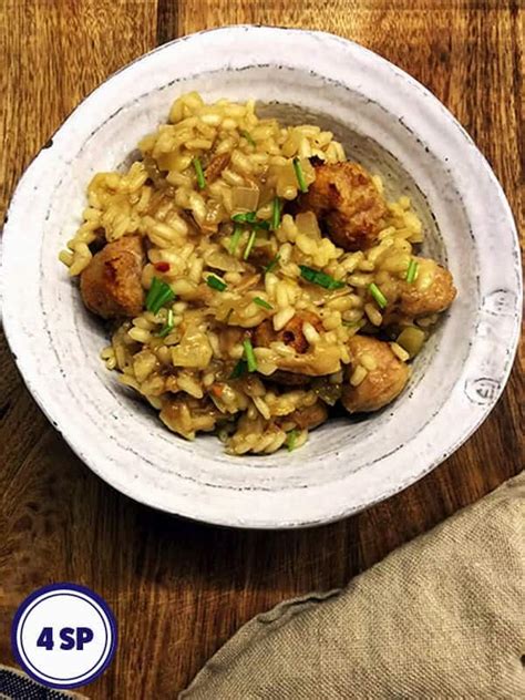 Sausage Mushroom Risotto | Weight Watchers | Pointed Kitchen