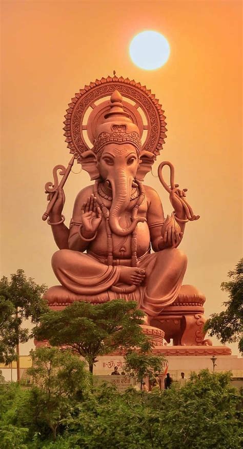 Lord Ganesha Statue, Sunset, Mobile Wallpaper,Indian God | Lord ganesha paintings, Ganesha ...