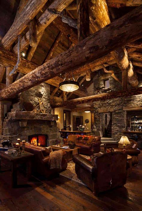 Rustic log cabin luxury defined in this Rocky Mountain getaway | Rustic living room design, Log ...