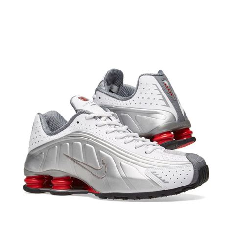 Nike Shox R4 White, Metallic Silver & Red | END. (US)