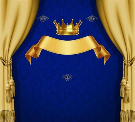 8x8FT-Royal-Blue-Damask-Pattern-Gold-Crown-Ribbon-Drape-Baby-Shower ...