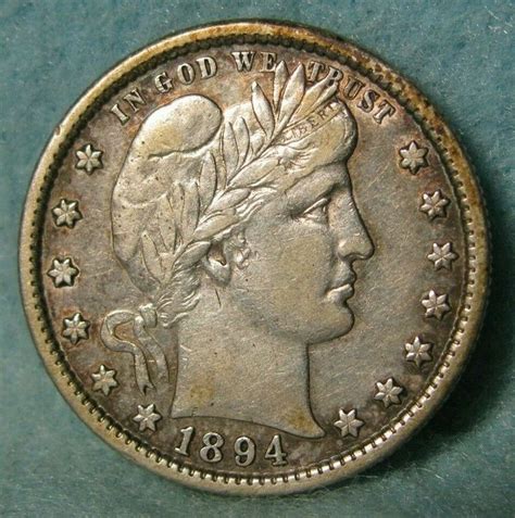 1894-S Barber Silver Quarter High Grade United States Coin | Silver quarters, Coins, Silver