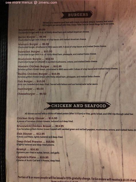 Menu at Brunswick Bar & Grill, Othello