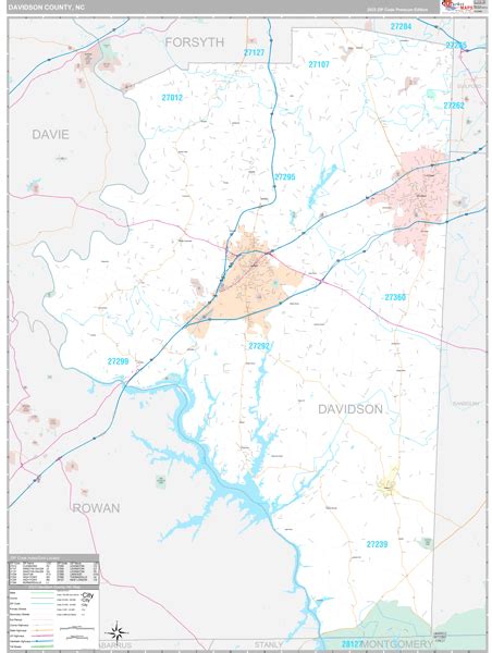 Davidson County, NC Wall Map Premium Style by MarketMAPS - MapSales