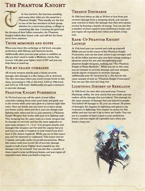 Fighter: The Phantom Knight : r/DnDHomebrew