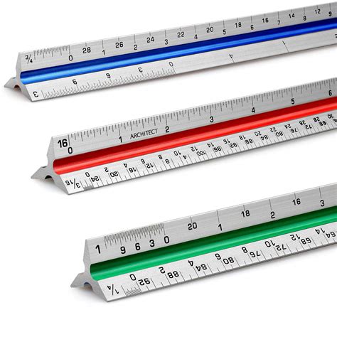 12" Architectural Scale Ruler Aluminum Architect Scale Triangular Scale Ruler for Architects ...