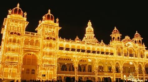 A grand spectacle: Mysore Palace lit up for Dussehra celebrations with ...