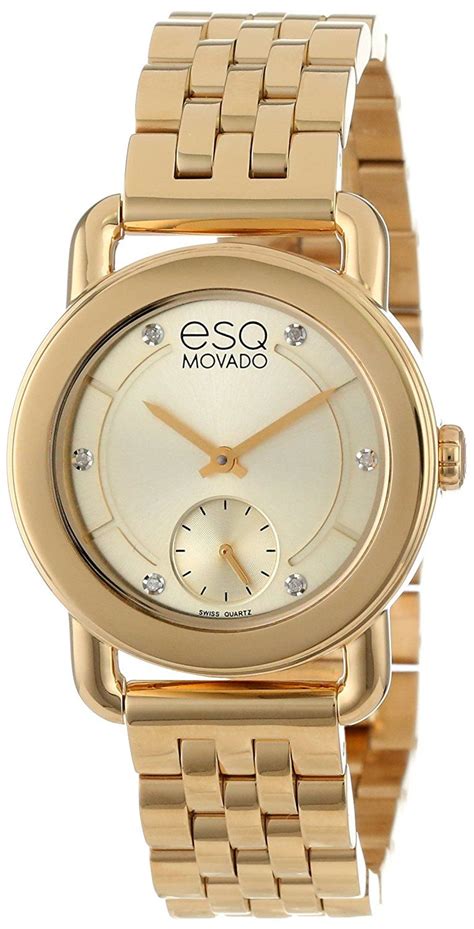 ESQ Movado Women's 07101417 Classica Ionic Gold Plated Steel Case and Bracelet Gold Dial Diamond ...