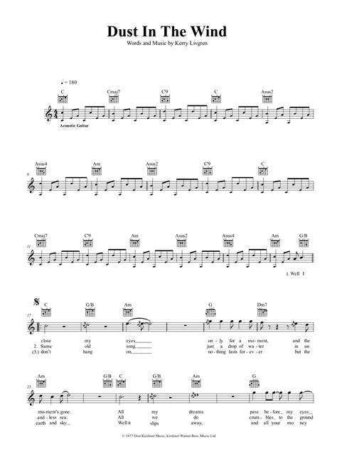 Dust In The Wind Chords Guitar - Sheet and Chords Collection