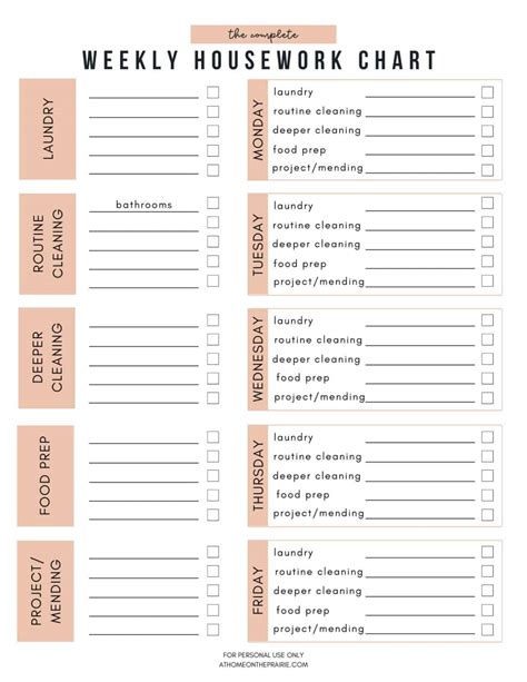 Free Printable Chore Chart For Adults (And Cleaning Checklist)