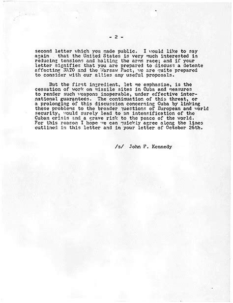 President Kennedy's Letter - October 27, 1962, Page 2