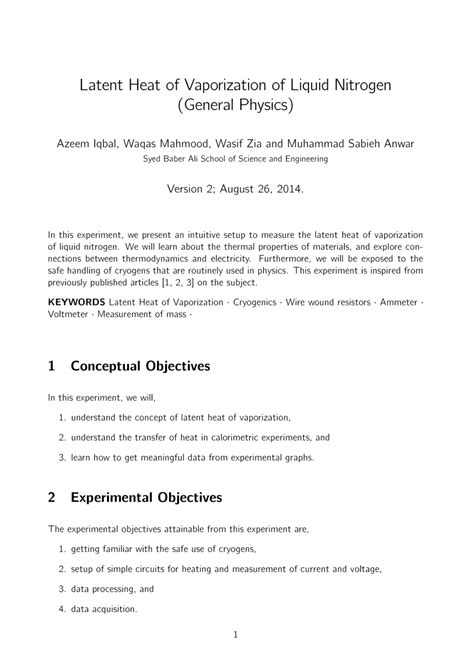 (PDF) Latent Heat of Vaporization of Liquid Nitrogen