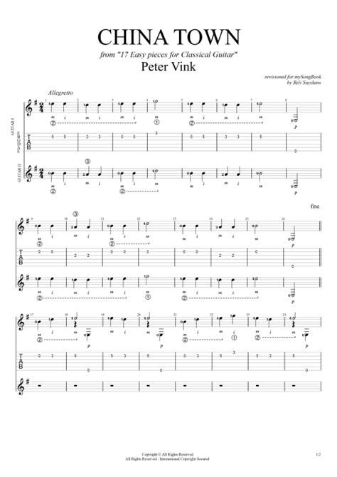 China Town (from 17 easy pieces for classical guitar) Tab by Peter Vink (Guitar Pro) - Solo ...