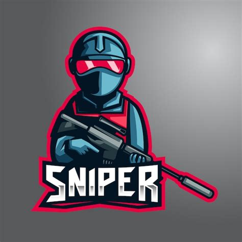 Premium Vector | Silent blue sniper e-sport logo