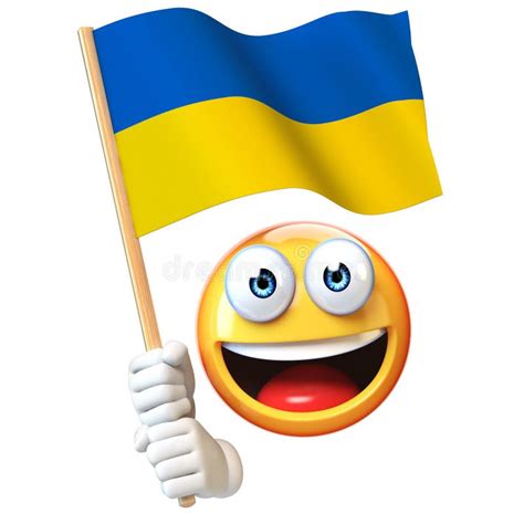 Emoji Holding Ukrainian Flag, Emoticon Waving National Flag of Ukraine ...