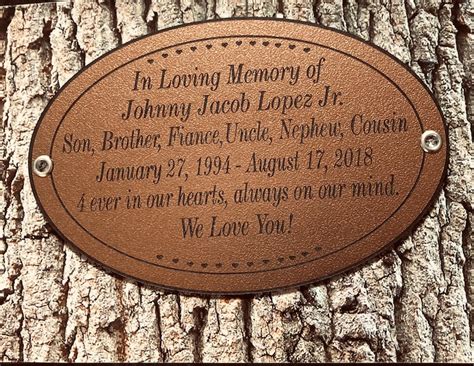 Memorial Plaque For Tree. Memorial Tree Tags. Tree Dedication | Etsy