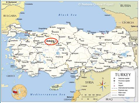 Capital of Turkey map - Map of Turkey capital (Western Asia - Asia)